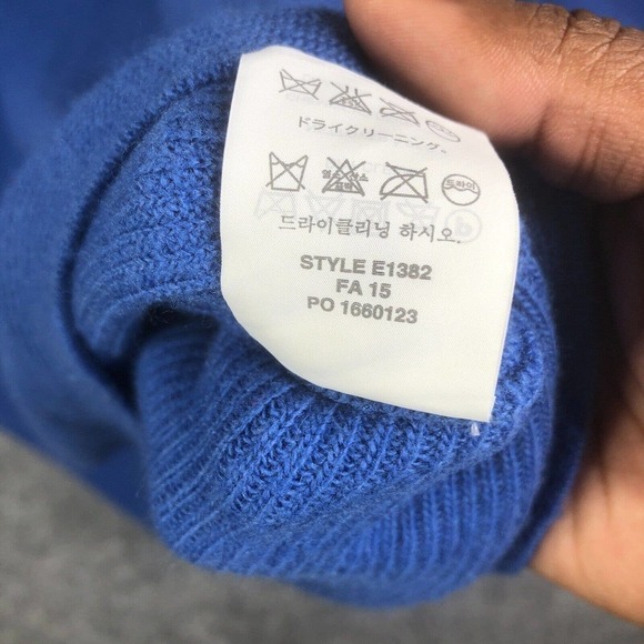 J. Crew E1382 Women Blue Wool Blend Oversize Crew Neck Pullover Sweater Size L - Picture 6 of 7